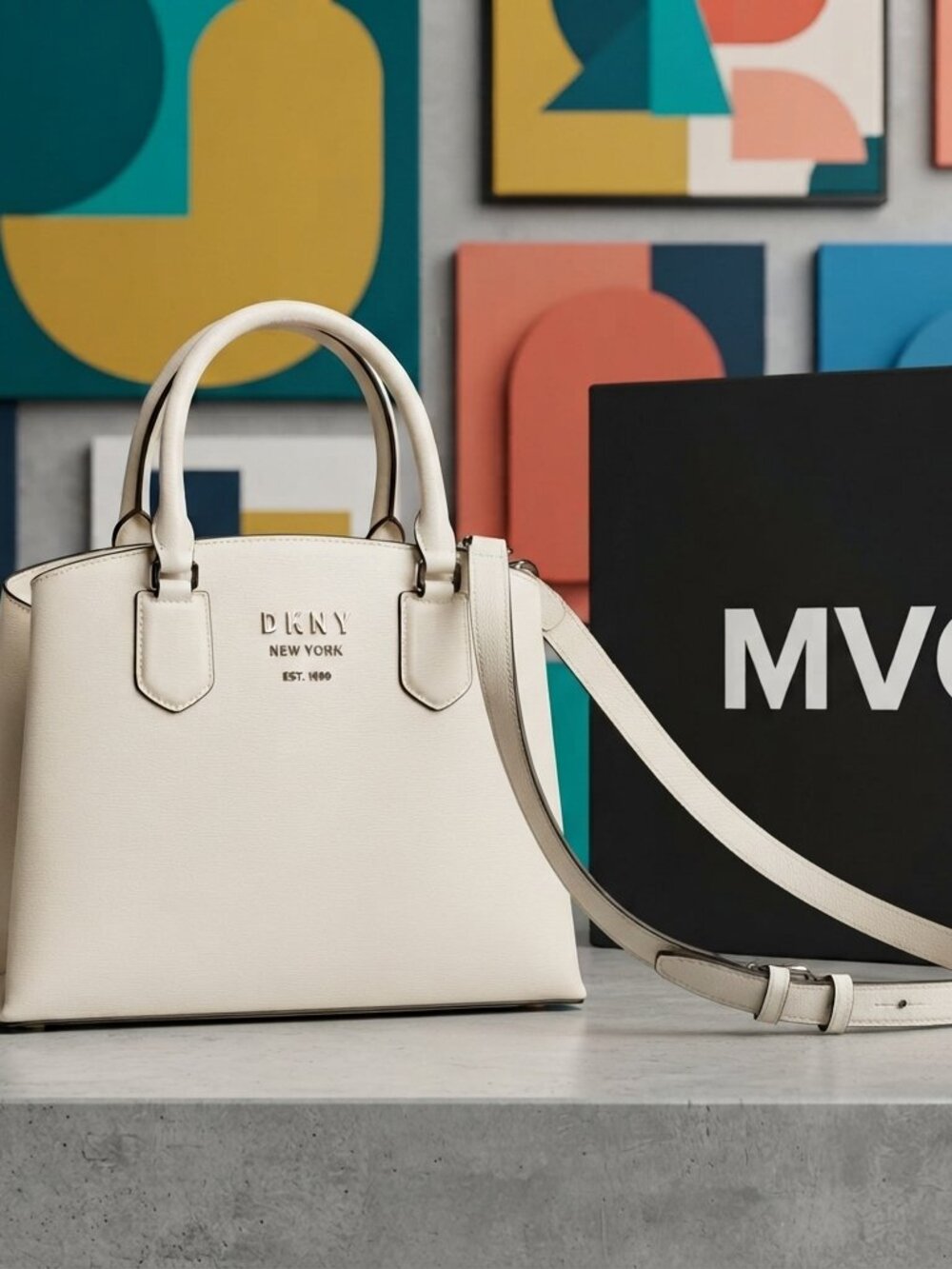 DKNY White Shoulder Bag